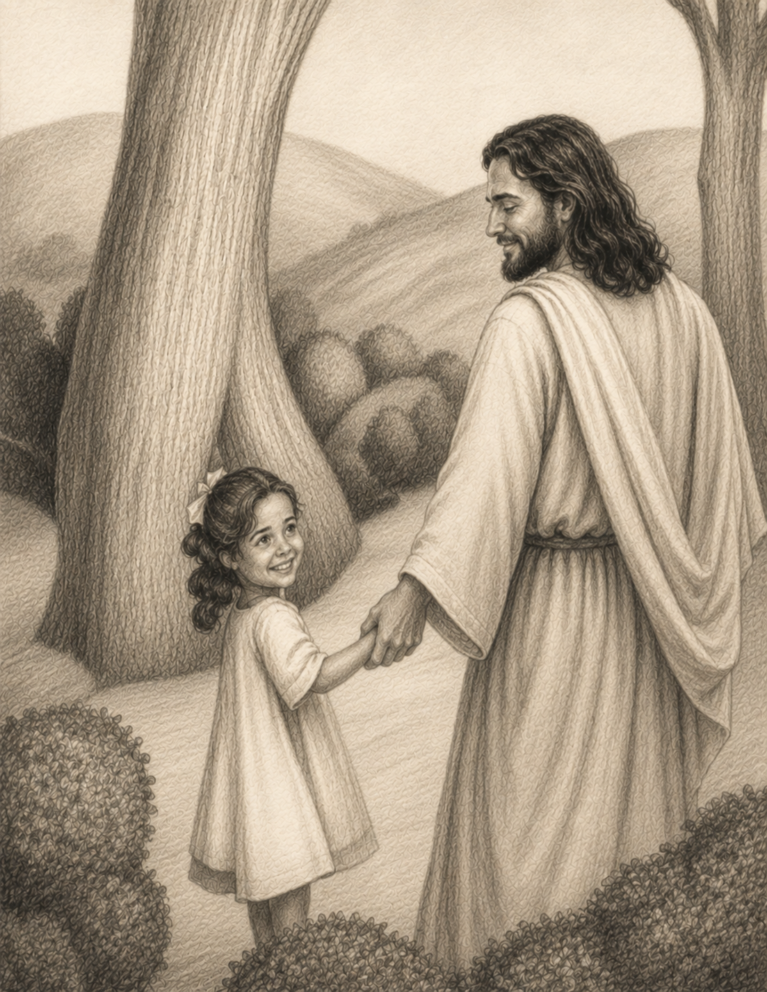 Jesus and Kristen Holding Hands