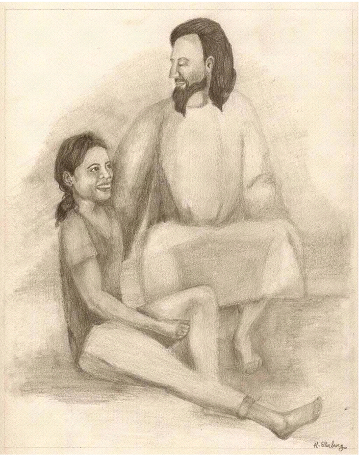 Kristen sitting with Jesus